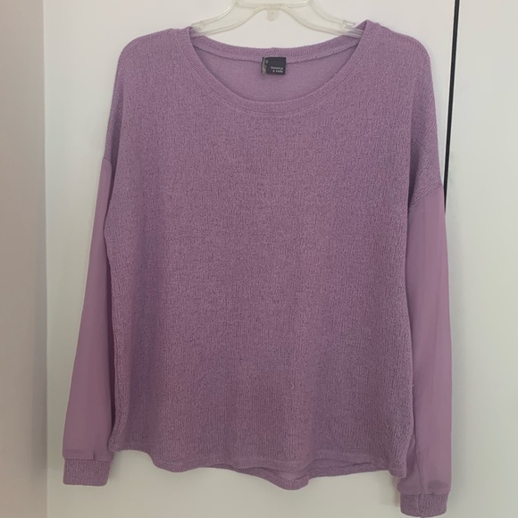 Sparkle & Fade Purple Knit Top With Sheer Sleeves - Picture 7 of 15